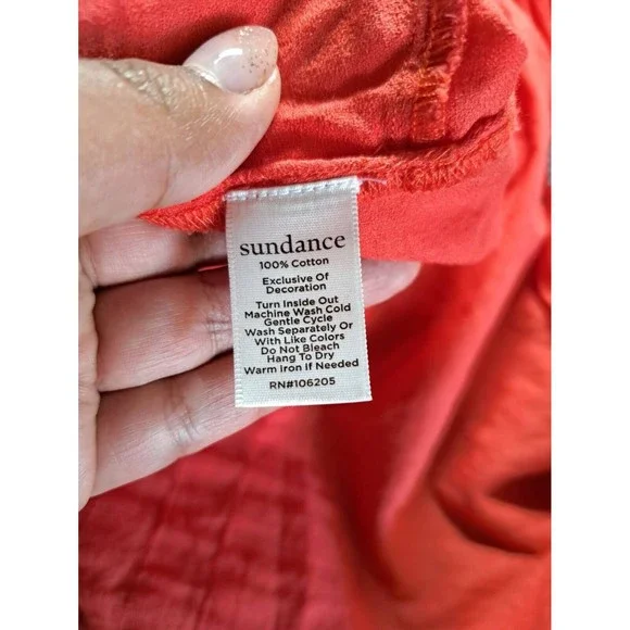 SUNDANCE Orange Geo Aztec Embroidered Boho Summer Tunic Dress Medium - Picture 7 of 8